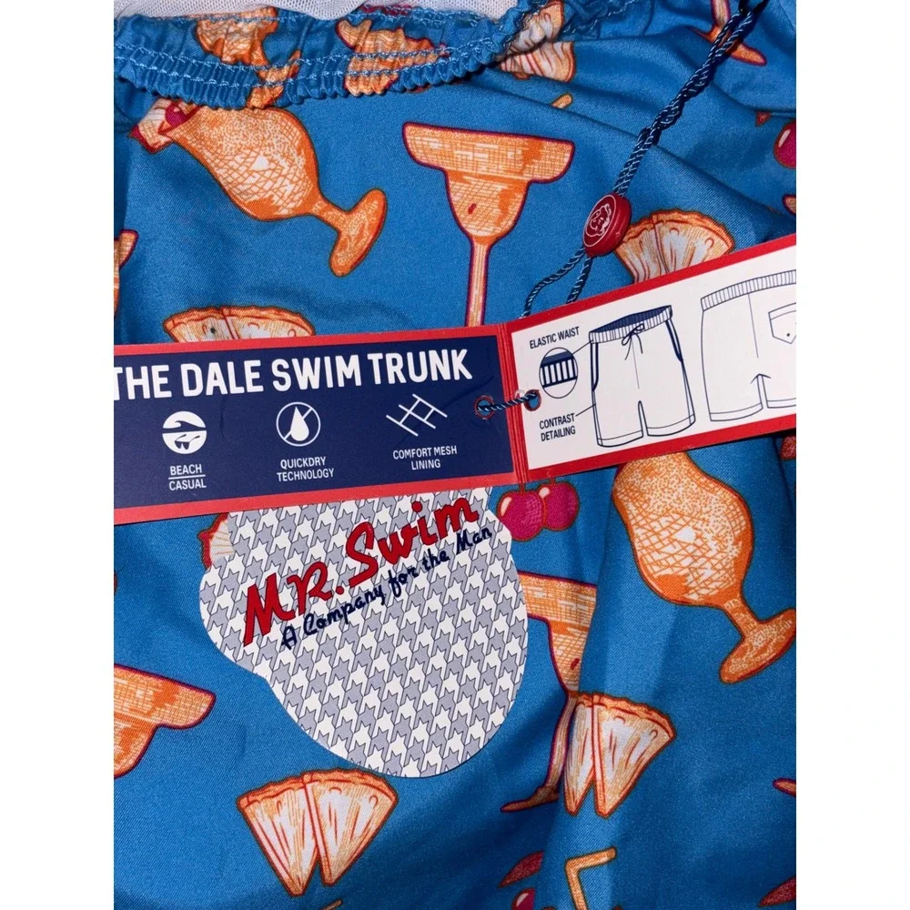 Mr. Swim Pina Colada Blue The Dale Swim Trunks Mens XL MR-201-67 NWT